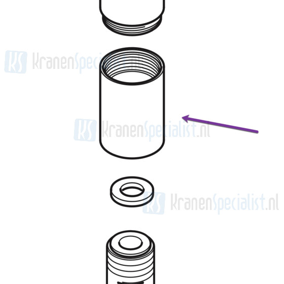 Dornbracht koppelstuk slang Ø 22 x 31 mm - platina mat