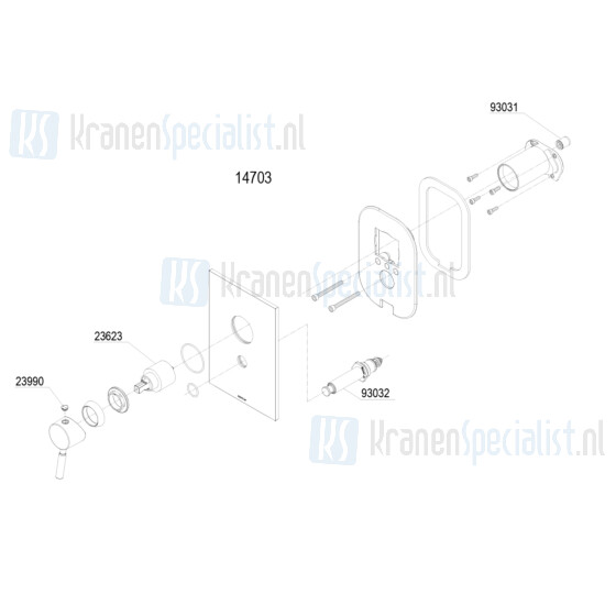 Damixa onderdelen Merkur Afbouwset bad / douche met omstel 1470300