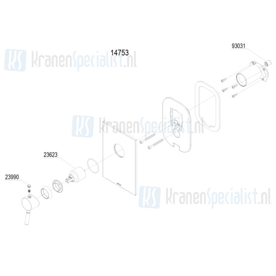 Damixa onderdelen Merkur Afbouwset douche zonder omstel 1475300