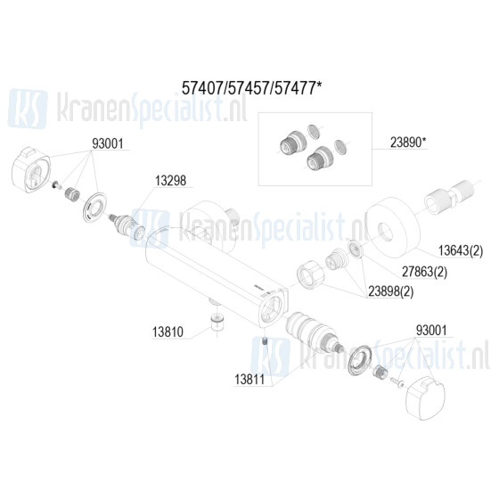 Damixa onderdelen Pine Thermixa 700 tmc douchethermostaat 5740700