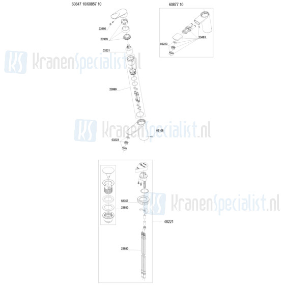 Damixa onderdelen Clover Green wastafelmengkraan 1-greeps z. waste 6085710