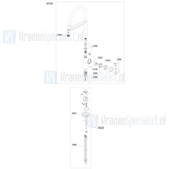 Damixa onderdelen Slate Pro keukenmengkraan met flexibele uitloop 6512874