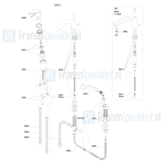 Damixa onderdelen Rowan 3-gats badrandcombinatie 6701300