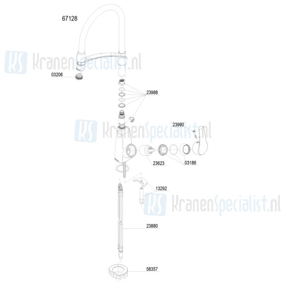 Damixa onderdelen Rowan Pro keukenmengkraan met flexibele uitloop 6712800