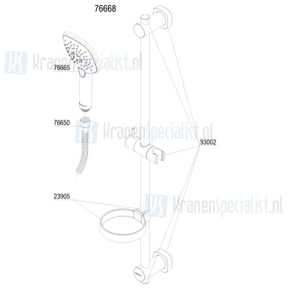 Damixa onderdelen Pine Douche set 107mm easyflex 1500mm. 7666830