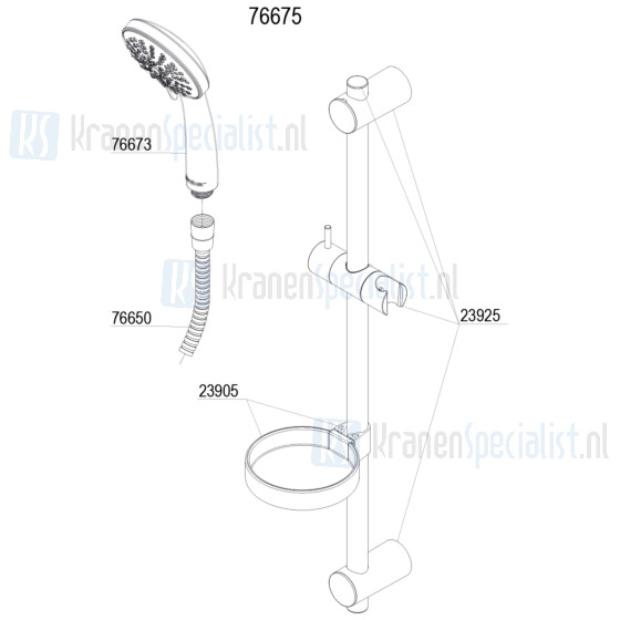 Damixa onderdelen Fair Jet Flex douche set 100mm L=740mm easyflex 1500mm 7667530