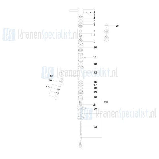 Dornbracht onderdelen Eno Keukenkraan lage uitloop 220mm 3380076000 / 3380076006