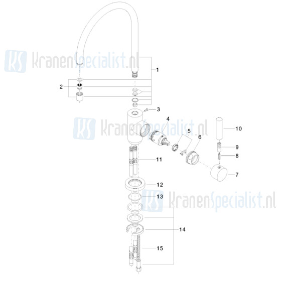 Dornbracht onderdelen Tara Classic Eenhendel keukenmengkraan rechts 235mm 3381588800 / 3381588806