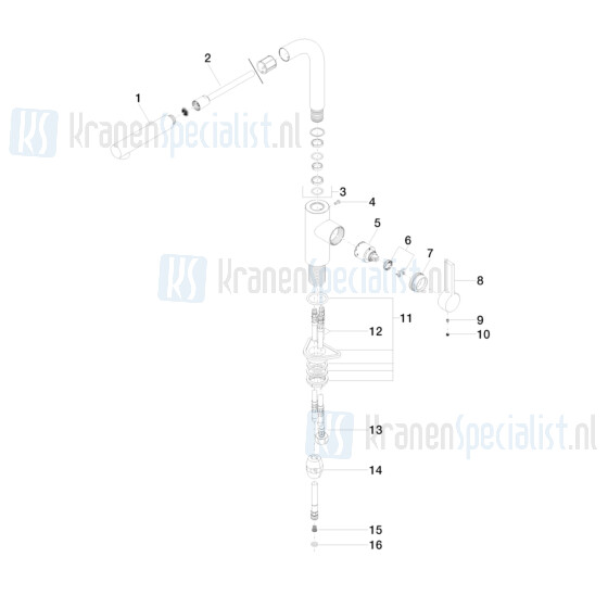 Dornbracht onderdelen Elio keukenkraan met uittrekbare perlator 235mm 3384079000 / 3384079006