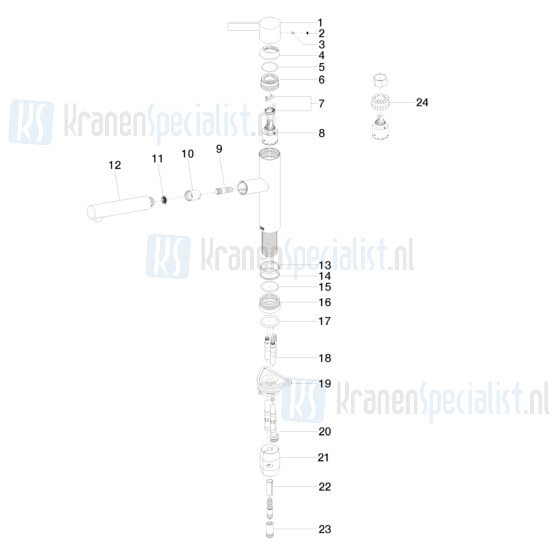 Dornbracht onderdelen Eno keukenkraan met uittrekbare uitloop 3384576000 / 3384576006