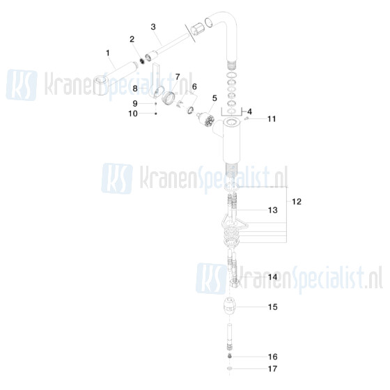 Dornbracht onderdelen Elio keukenkraan met uittrekbare handdouche 235mm 3387079100 / 3387079106