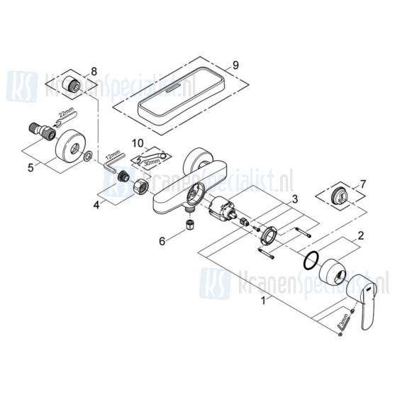 Grohe onderdelen Wave Cosmopolitan douchemengkraan 15cm hoh Chroom 23208000