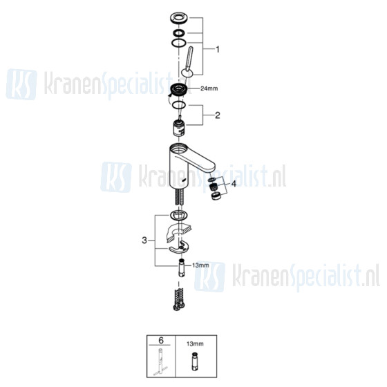 Grohe onderdelen Get Joy Wastafelmengkraan M-Size met Push-open waste Chroom 23800000