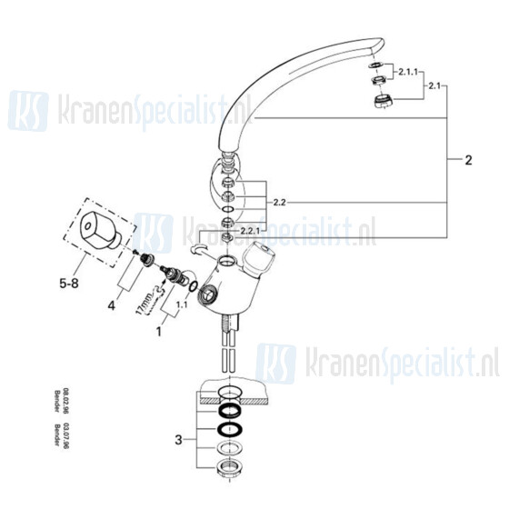 Grohe Onderdelen Florida 1-gats Keukenmengkraan 1/2" 31660000