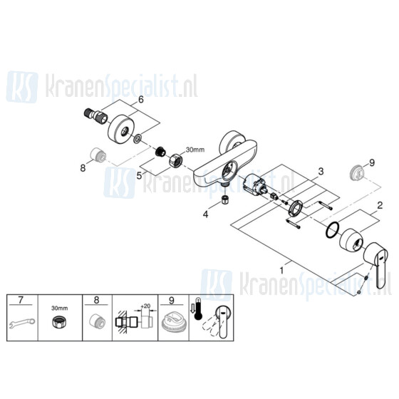 Grohe onderdelen Get Douchemengkraan 15cm hoh Chroom 32888000