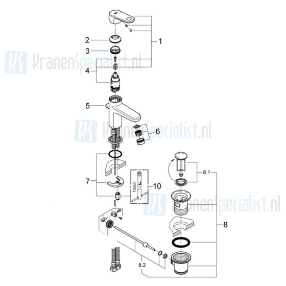 Grohe Onderdelen Europlus Wastafelkraan Artikelnummer 33156002