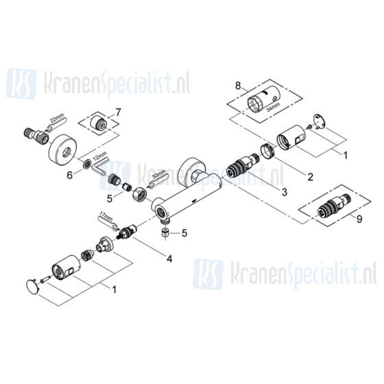 Grohe onderdelen Joy Thermostatische douchemengkraan 15cm 34333000