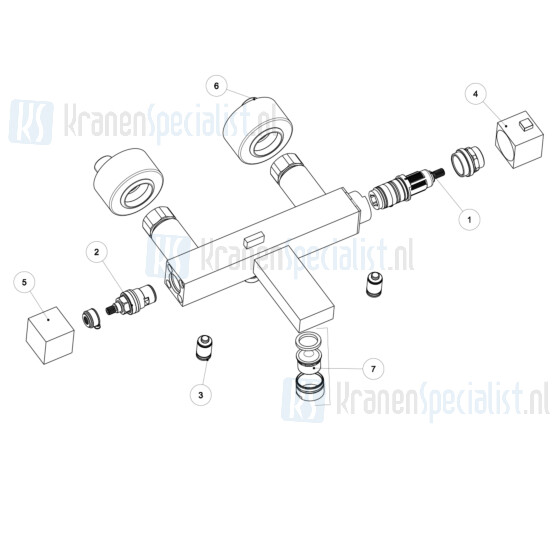 Gessi Onderdelen Rettangolo badthermostaat m. omstel z. garnituur Chroom / Inox 20111.031 / 20111.142