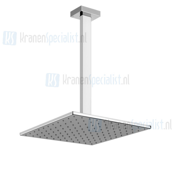 Gessi Rettangolo Bagno Hoofddouche 300x300 met plafond aansluiting (maatwerk 115-1865mm) Zwart Metaal