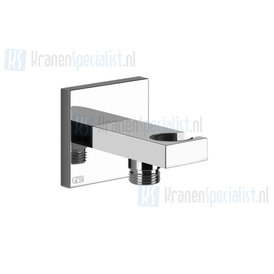 Gessi Rettangolo Bagno Wandaansluitbocht 1/2 met vaste wandhouder voor handdouche. Wit Artikelnummer 20161.279