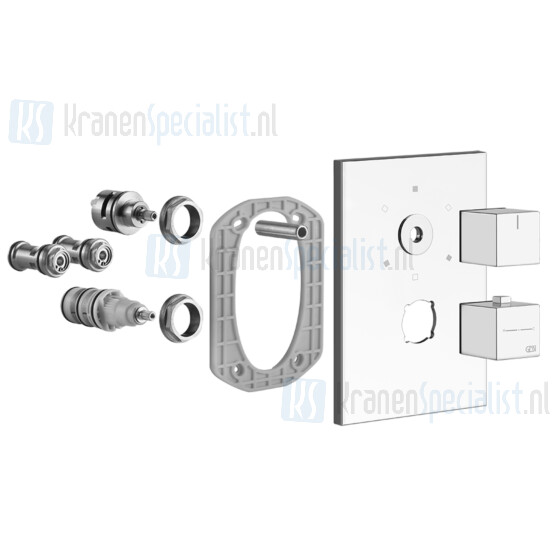 Gessi Rettangolo Bagno Afbouwdeel voor inbouw 3-weg bad/douche thermostaatkraan 1/2 met 1/2 uitgangen filters en keramische schijven. Geborsteld Koper Artikelnummer 20190.708