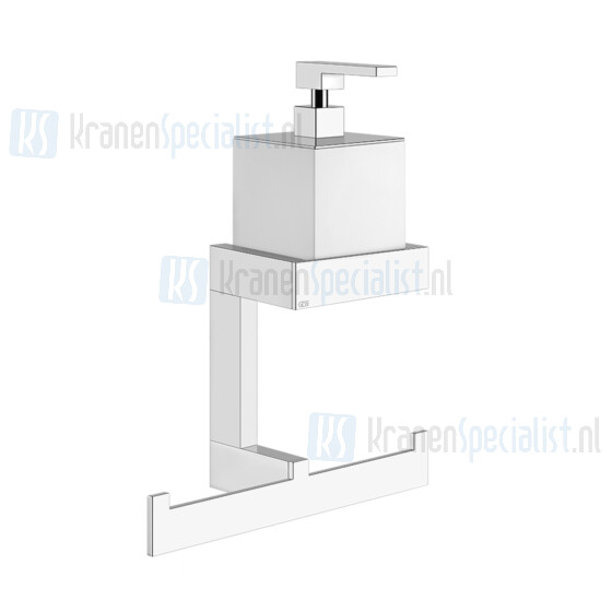 Gessi Rettangolo Accessories Zeepdispenser wit met handdoekhouder wandmontage. Koper Artikelnummer 20879.030