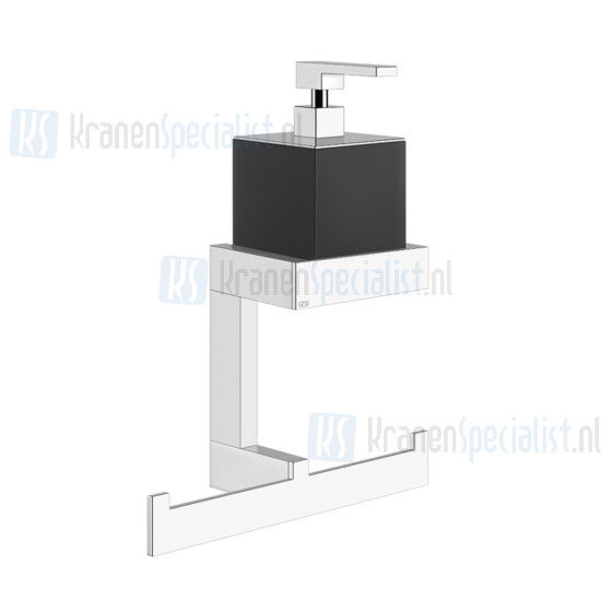 Gessi Rettangolo Accessories Zeepdispenser zwart met handdoekhouder wandmontage. Zwart Metaal Artikelnummer 20880.706