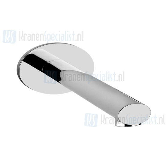 Gessi Ovale Bagno Uitloop voor wastafel 1/2 wandmontage lengte 206 mm met rozet toepasbaar met aparte eengreeps bediening 23005/23110 (niet inbeg Finox Artikelnummer 23103.149