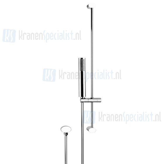 Gessi Ovale Bagno Glijstangset met doucheslang 150 cm handdouche met antikalk en wandaansluitbocht 1/2. Chroom Artikelnummer 23142.031