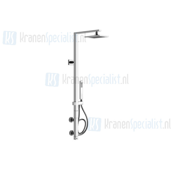 Gessi Rettangolo Bagno Douchethermostaatzuil opbouw verticaal voor wandmontage met hoofddouche 216x140 met antikalk omstel vaste wandhouder met handd Finox Artikelnummer 23407.149