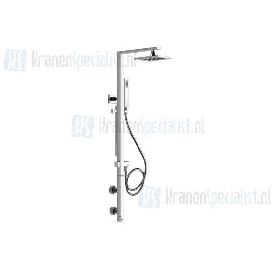 Gessi Rettangolo Bagno Douchethermostaatzuil opbouw verticaal voor wandmontage met hoofddouche 216x140 met antikalk omstel vaste wandhouder met handd Finox Artikelnummer 23411.149