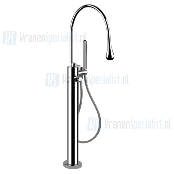 Gessi Goccia Afbouwdeel voor staande badmeng thermostaatkraan vloermontage met handdouche en slang. Wit Artikelnummer 24978.279