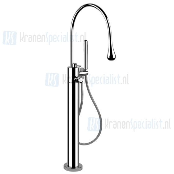 Gessi Goccia Afbouwdeel voor staande badmeng thermostaatkraan vloermontage met handdouche en slang. black Metal Brushed Artikelnummer 24978.126