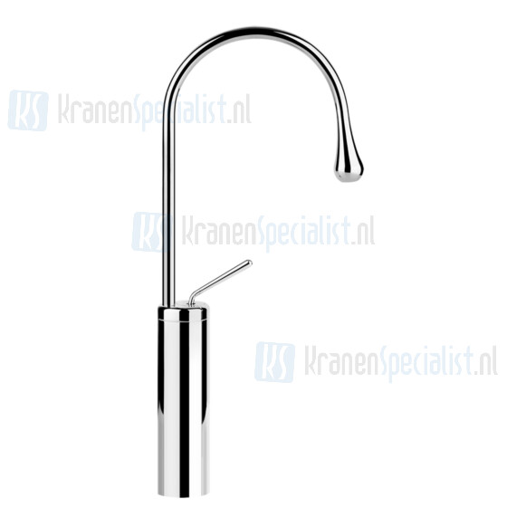 Gessi Goccia Eengreeps verhoogde wastafelmengkraan 1-gats met uitloop R90 en voorsprong 174 mm flexibele aansluitslangen 3/8 zonder waste. Wit Artikelnummer 33608.279