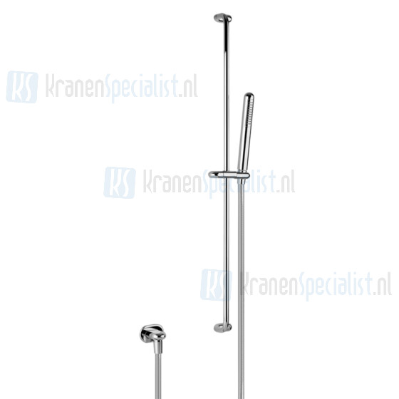 Gessi Goccia Glijstangset met doucheslang 150 cm handdouche met antikalk en wandaansluitbocht 1/2. Geborsteld Chroom Artikelnummer 33642.147