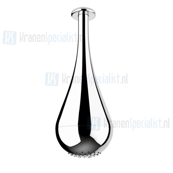 Gessi Goccia Hoofddouche 1/2 voor plafondmontage druppelmodel met antikalk (387 mm hoog). Geborsteld Chroom Artikelnummer 33751.147