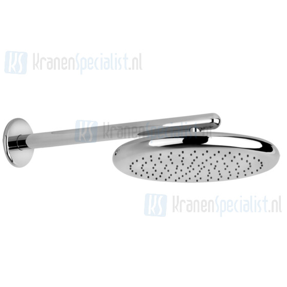 Gessi Goccia Hoofddouche voor wandmontage ?306 mm met douche-arm 1/2 en antikalk. Geborsteld Chroom Artikelnummer 33756.147