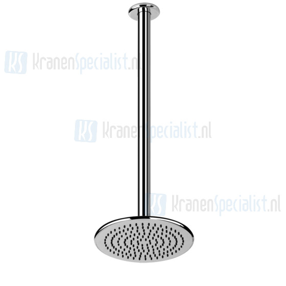 Gessi Goccia Hoofddouche voor plafondmontage ?216 mm met douche-arm 1/2 en antikalk (hoogte naar keuze min. 100 mm en max. 1850 mm). Geborsteld Chroom Artikelnummer 33764.147