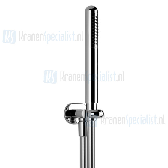 Gessi Goccia Slangaansluitknie 1/2 met vaste wandhouder doucheslang 150 cm en handdouche met antikalksysteem compleet. Chroom Artikelnummer 33773.031