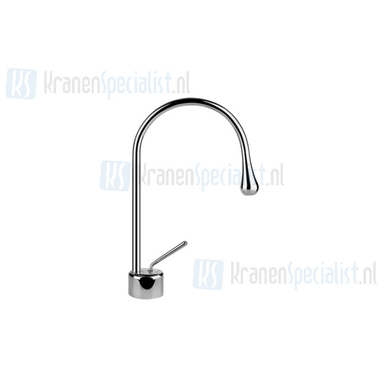 Gessi Goccia Wastafelmengkraan met radius 90 uitloop flexibele slangen met 3/8 aansluitingen zonder afval Projectie 174 mm Vaste uitloop geeft rotatiehoek aan (positief met de klok mee). Wit Artikelnummer 33802.279