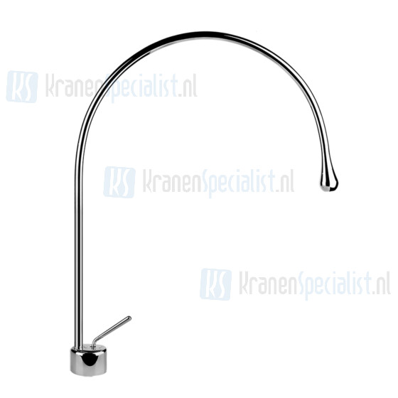 Gessi Goccia Wastafelmengkraan met radius 197 uitloop flexibele slangen met 3/8 aansluitingen zonder afval Projectie 387 mm Vaste uitloop geeft rotatiehoek aan (positief met de klok mee). Zwart Artikelnummer 33804.299