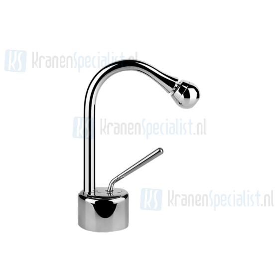 Gessi Goccia Eengreeps bidetmengkraan 1-gats met uitloop en voorsprong 110 mm flexibele aansluitslangen 3/8 zonder waste. Hoogte kraanhuis 37 mm. Zwart Artikelnummer 33807.299