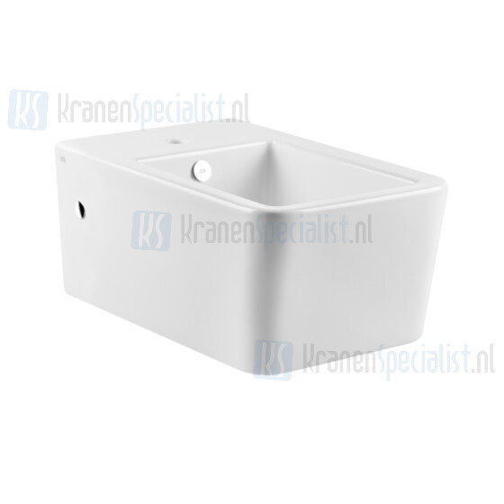 Gessi Rettangolo Sanitari Wandbidet Keramik Weiss mit Hahnloch und ?berlauf. Deckelfu?r ?berlauf und seitliche Abdeckkappen in Ausfu?hrung chrom031. (Farb White Europe Ceramic Artikelnummer 37575.518