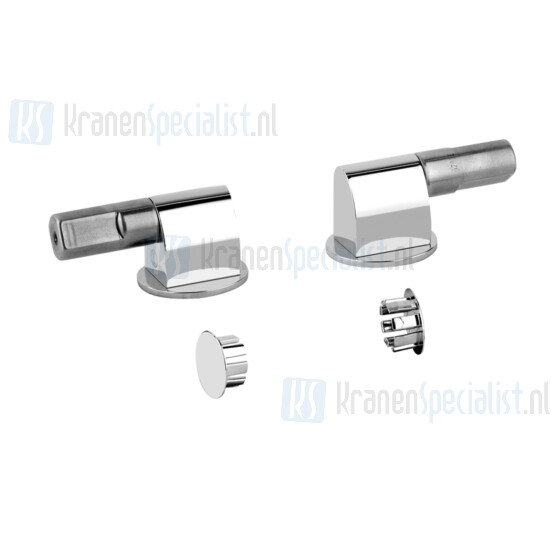 Gessi Technical Accessories Softclose scharnierset en afdekkappen voor hangwc. Geborsteld Chroom Artikelnummer 37584.147