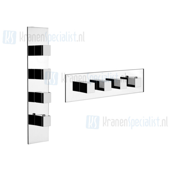 Gessi Quadro Wellness Afbouwdeel voor inbouwthermostaatkraan 3/4 met hoog debiet. Geschikt voor verticale of horizontale montage met DRIE APARTE UITG Chroom Artikelnummer 43006.031