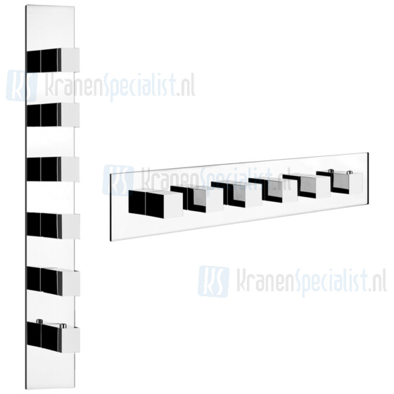 Gessi Quadro Wellness Afbouwdeel voor inbouwthermostaatkraan 3/4 met hoog debiet. Geschikt voor verticale of horizontale montage met VIJF APARTE UITG Chroom Artikelnummer 43010.031