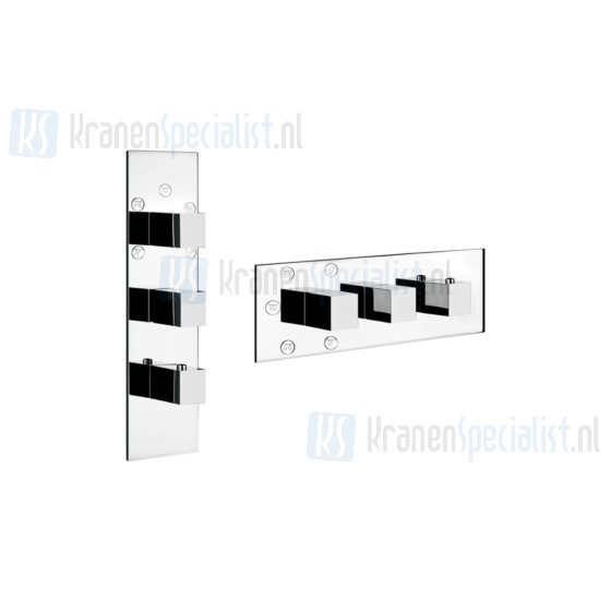 Gessi Quadro Wellness Afbouwdeel voor inbouwthermostaatkraan 3/4 met hoog debiet. Geschikt voor verticale of horizontale montage met STOPKRAAN EN 5-W Chroom Artikelnummer 43012.031