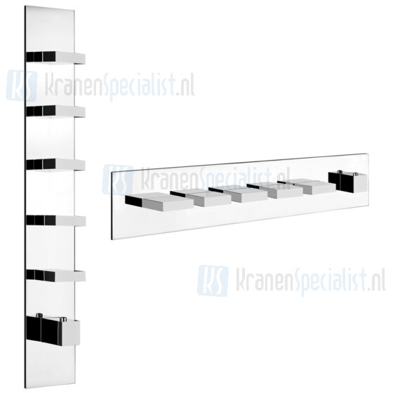 Gessi Rettangolo Wellness Afbouwdeel voor inbouwthermostaatkraan 3/4 met hoog debiet. Geschikt voor verticale of horizontale montage met VIJF APARTE UITG Koper Artikelnummer 43030.030