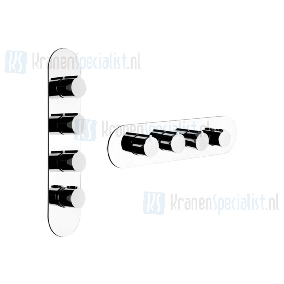 Gessi Oxygene Wellness Afbouwdeel voor inbouwthermostaatkraan 3/4 met hoog debiet. Geschikt voor verticale of horizontale montage met DRIE APARTE UITG Chroom Artikelnummer 43066.031