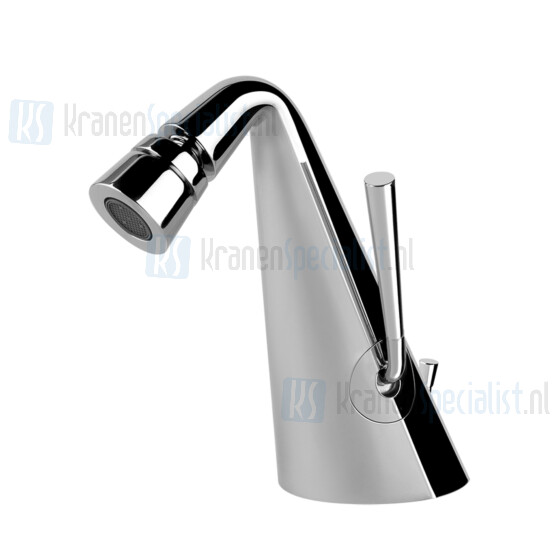 Gessi Cono Bidetmengkraan met 1 1/4 pop-up waste en 3/8 aansluitslangen. Zwart Metaal Artikelnummer 45007.706